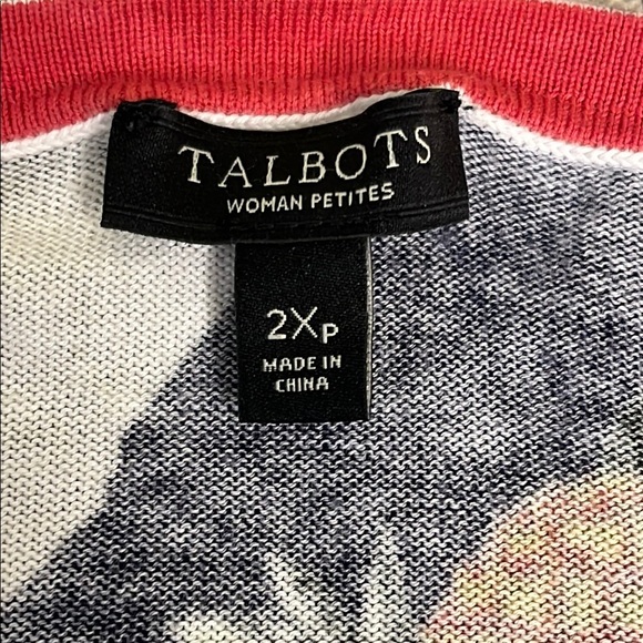 Talbots Petites Lightweight button down tropical colorful sweater Cardigan - Picture 4 of 14